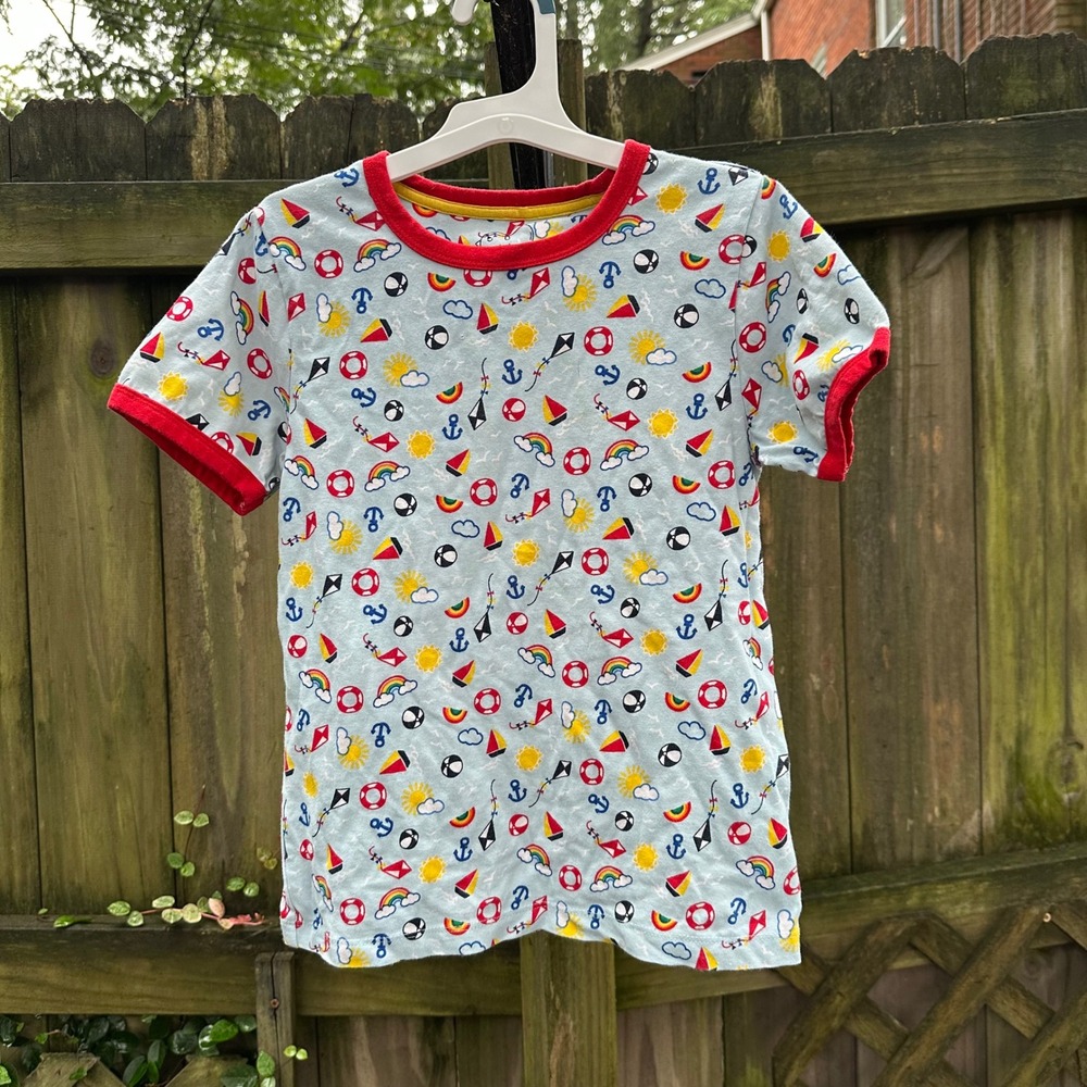 Little Bird by Jools Oliver Kids Graphic‎ T-Shirt Nautical Print Size 7-8Y